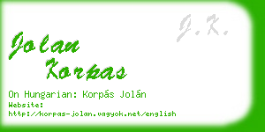jolan korpas business card